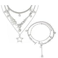 Algopix Similar Product 13 - Silver Star Necklace Y2K Accessories