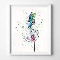 Algopix Similar Product 4 - Fairy and Dandelion Watercolor Wall Art