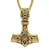 Algopix Similar Product 7 - Gold Mjolnir Pendant Necklace Norse