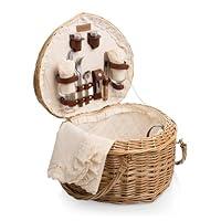 Algopix Similar Product 13 - PICNIC TIME Heart Wicker Picnic Basket