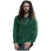 Algopix Similar Product 20 - PABLO Handmade Green Mens Loose Button