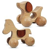 Algopix Similar Product 2 - TEKOR Wooden Animal Push Toy with