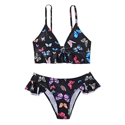 American Trends High Waisted Tankini Swimsuits for Women Flounce Top Tummy  Control Bathing Suits