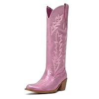 Algopix Similar Product 15 - GOSERCE Pink Cowgirl Boots Knee High