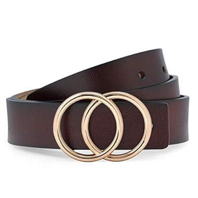 JASGOOD 3 Pack Women's Leather Belts for Jeans Pants Fashion Ladies Belt  with Gold Buckle