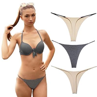 4)GRANKEE Breathable Seamless Thong Panties No Show Underwear Pack