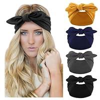 Algopix Similar Product 4 - DRESHOW 4 Pack Widened Bow Headbands of