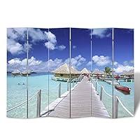 Algopix Similar Product 7 - Folding Room Divider 85.4"x66.9" Beach