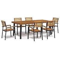 Algopix Similar Product 7 - RINDIGOO 7 Piece Patio Dining Set Solid