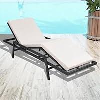 Algopix Similar Product 10 - Sun Lounger with Cushion Poly Rattan