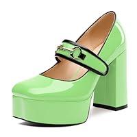 Algopix Similar Product 1 - MERRORI Grass Green Mary Jane Shoes for