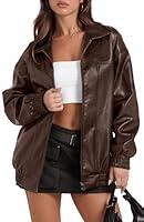 Algopix Similar Product 17 - SAMPEEL Brown Leather Jacket Women