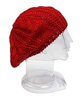 Algopix Similar Product 18 - Soft Thick Knitted Crochet Tam (Red)