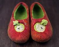Algopix Similar Product 7 - Red little kids slippers with green