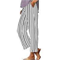 Algopix Similar Product 12 - Crop Pants for Womens Stripes Cotton