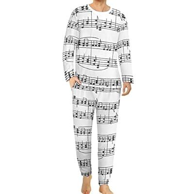 Best Deal for Music Stave Notes Men's Long Sleeve Pajama Set Soft