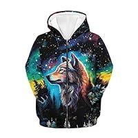 Algopix Similar Product 1 - Jekioweii Kids Zip UP Galaxy Wolf