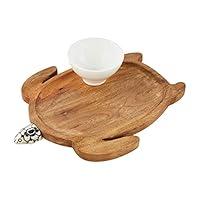 Algopix Similar Product 9 - Mud Pie Turtle Wood Tray and Dip Bowl