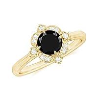 Algopix Similar Product 9 - Black Spinel Vintage Inspired Halo Ring
