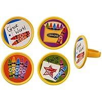 Algopix Similar Product 16 - Crayons Cupcake Rings Party Favors  24