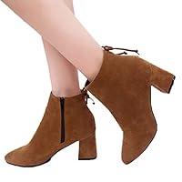 Algopix Similar Product 16 - Women Mid Low Block Heel Suede Zipper