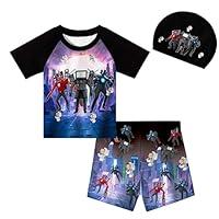 Algopix Similar Product 1 - Boys Swimsuit with cap Cartoon Game