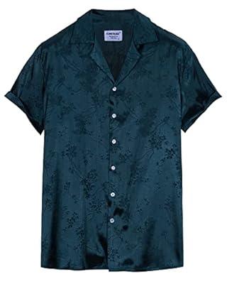 Best Deal for TUNEVUSE Mens Summer Jacquard Shirts Short Sleeve Casual