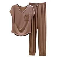 Algopix Similar Product 6 - Pajamas for Women Set Short Sleeve V