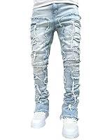 Algopix Similar Product 4 - Stacked Jeans Men Skinny Ripped Jeans