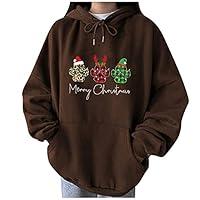Algopix Similar Product 7 - Christmas Hat Print Hooded Sweatshirt