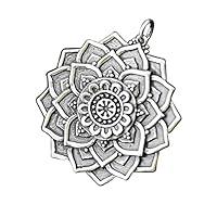 Algopix Similar Product 12 - Large Sterling Silver Lotus Mandala