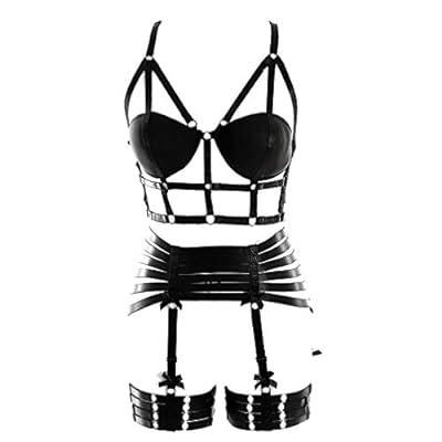 Full body harness bra Women's lingerie cage Punk gothic garter belt Chest  strap set Festival rave Stretchy fabric Plus size