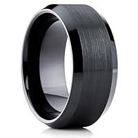 Algopix Similar Product 3 - 10mm Black Tungsten Wedding Ring Man 