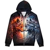 Algopix Similar Product 2 - JooMeryer Mens Cool Ice Fire Wolf Full