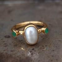 Algopix Similar Product 13 - 925 k Sterling Silver Pearl WEmerald