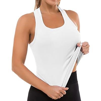 MathCat Workout Tank Tops for Women Sleeveless Gym Tops Seamless Racerback  Athletic Yoga Shirts White