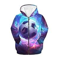 Algopix Similar Product 6 - Jekioweii Blue Fire Soccer Kids Zip UP