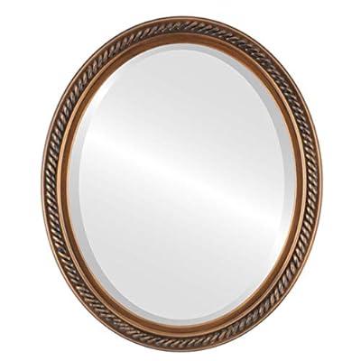 Barnyard Designs 24 inch Gold Round Mirror, Bathroom Vanity Wall Mirrors,  Circle Mirror for Desk, Metal Framed Bedroom Mirror