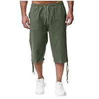 Algopix Similar Product 12 - DZQUY Mens Casual Elastic Waist Linen