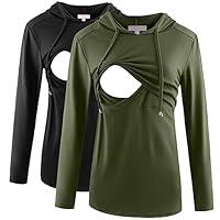 Algopix Similar Product 2 - Bhome Nursing Shirt Long Sleeves Hoodie