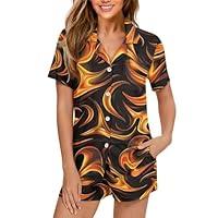 Algopix Similar Product 9 - Suhoaziia Fire Flame Womens Pajama Sets