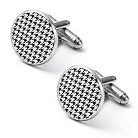 Algopix Similar Product 16 - Black And White Houndstooth Cufflinks