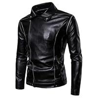 Algopix Similar Product 9 - Mens Faux Leather Jacket Long Sleeve