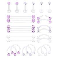 Algopix Similar Product 11 - Hoeudjo Clear Cartilage Earring 16G 14G