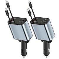 Algopix Similar Product 15 - Retractable Car Charger 2PacK 4 in 1