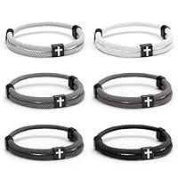 Algopix Similar Product 3 - Landical 6 Pcs Braided Cross Bracelet