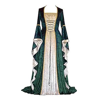 Medieval Dress Women Long Sleeve Maxi Robe Vintage Fairy Elven Dress  Renaissance Celtic Viking Gothic Clothing Fantasy Ball Gown