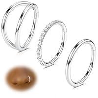 Algopix Similar Product 2 - Silver Nose Piercing Rings Hoops 316L