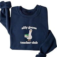 Algopix Similar Product 8 - Embroidered Silly Goose Teacher Tshirt