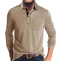 Algopix Similar Product 2 - PICKLION Mens Long Sleeve Polo Shirts